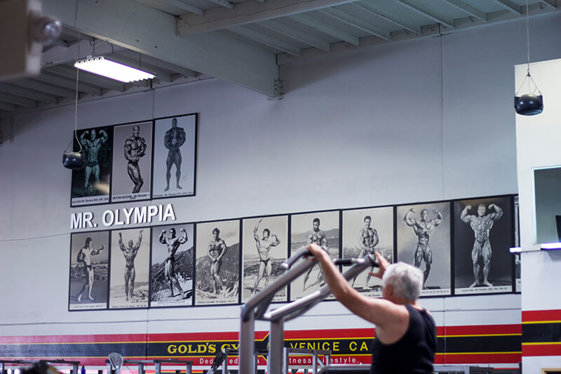 Mr Olympia wall, Golds Gym, Venice Beach, California